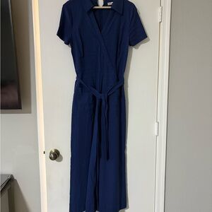 Anthropologie Maeve Navy Blue Wrap Jumpsuit